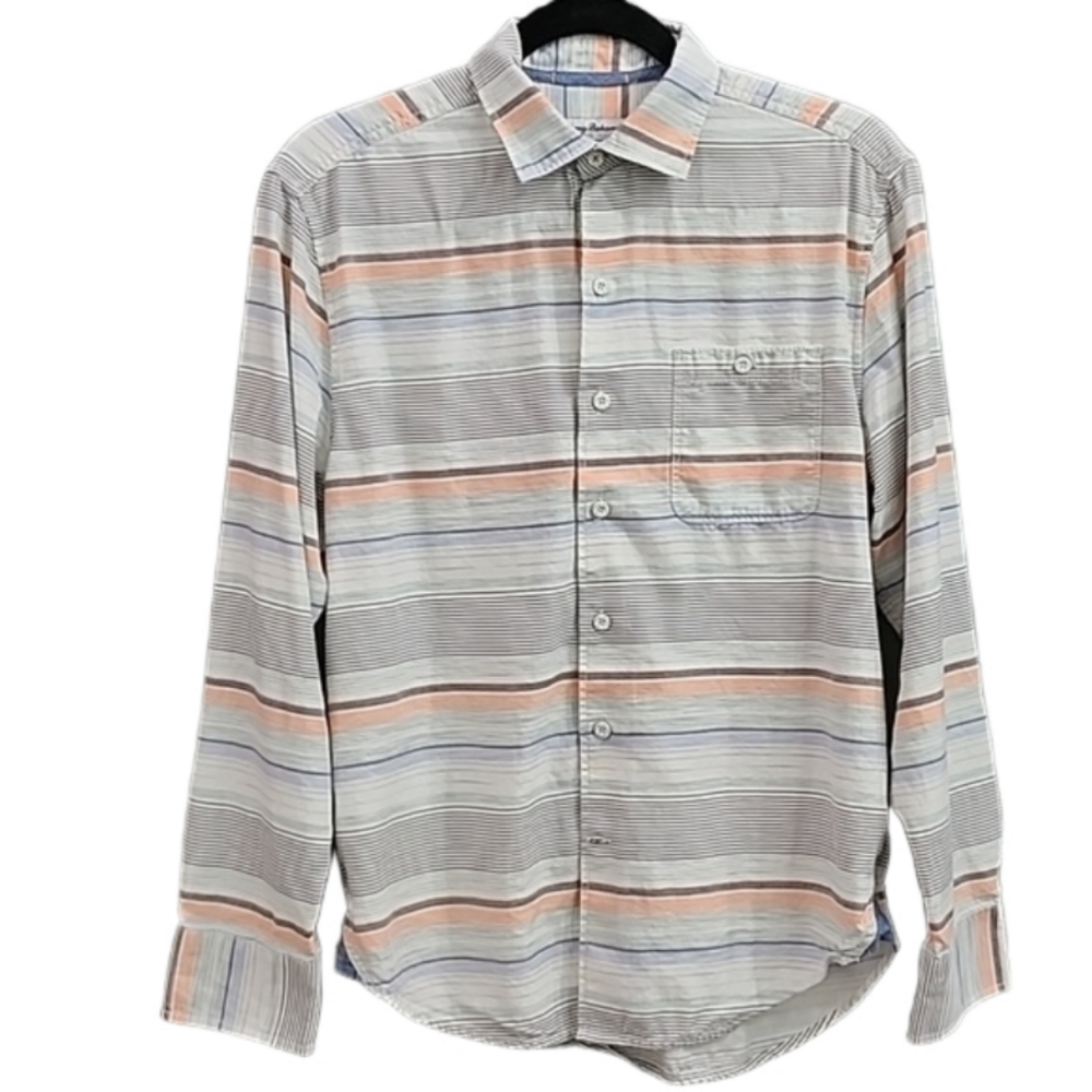 TOMMY BAHAMA MENS CORAL HORIZON LONG-SLEEVED BUTTON DOWN SHIRT SIZE SMALL